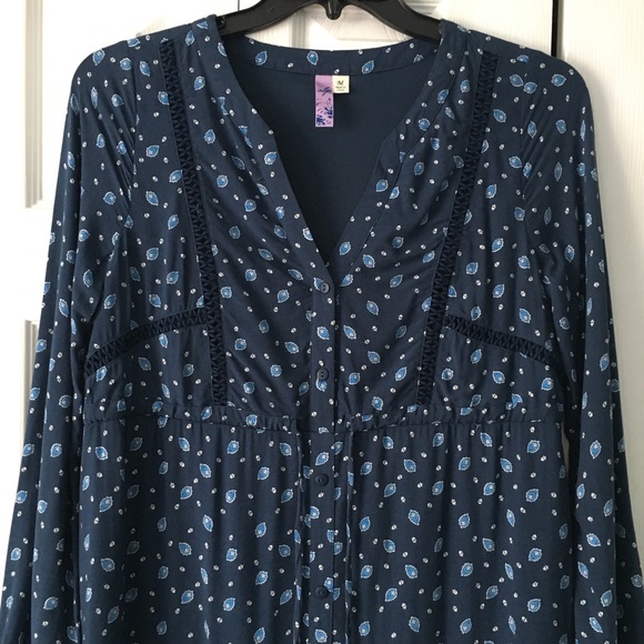 Alya by Francesca Blue Long Sleeve Floral Dress M - Picture 4 of 8